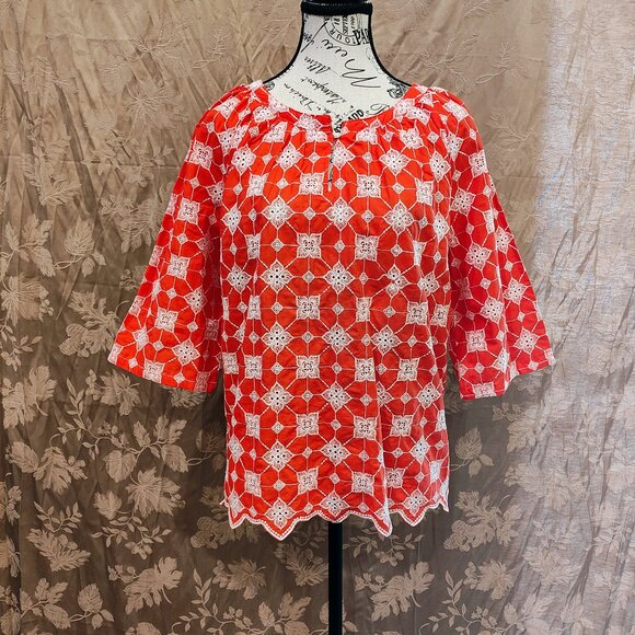 Ruby Rd. Tops - Ruby Rd. Red and White Blouse, Size Petite Large, Like New!